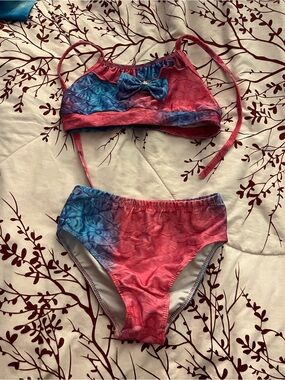 Kids Tie-Dye Pink & Blue Two-Piece Swim Set